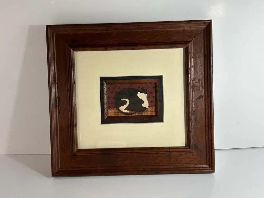 Warren Kimble Fat Cat American Folk Art beautifully matted gorgeous framed